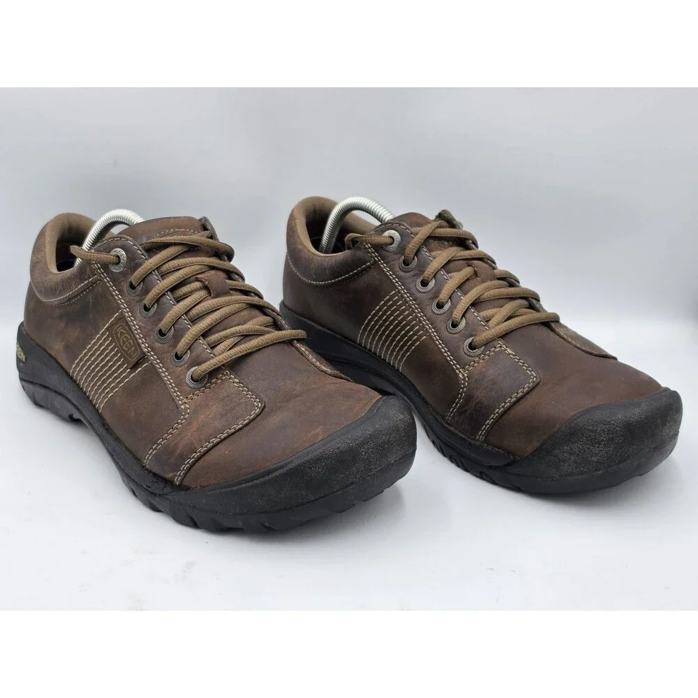 Keen Mens Austin Leather Shoes Chocolate Brown Size 10.5 Comfort Casual - Picture 4 of 7